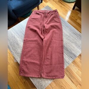Old Navy extra high rise wide leg jeans. Brick red. Sz 10 with 28.5" inseam.
